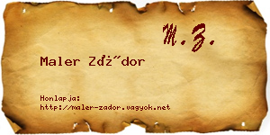 Maler Zádor névjegykártya